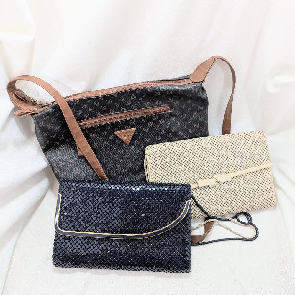 Lot of 3 Vintage 1980s Purses Gitano Metal Mesh Eighties Bags Handbags USED